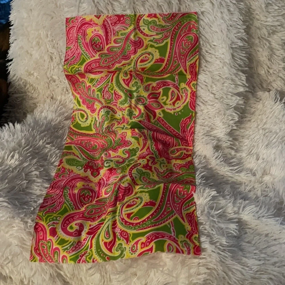 2/$10 long pink, yellow and green neck gaiter
